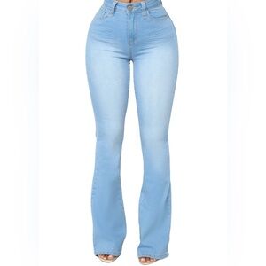 FASHION NOVA High Rise Flare Jeans - Light Blue Wash size 7